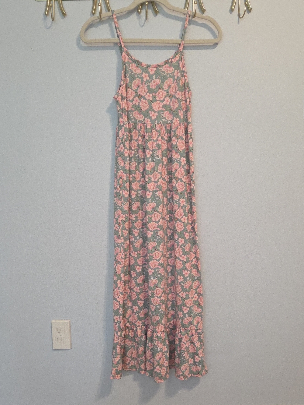 btween Pink Floral Dress with Sage Accents